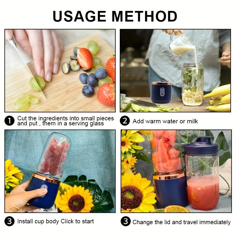 New Multifunctional Portable Juicer | 2-in-1 Blender and Juicer | 6 Blades & 2 Cups