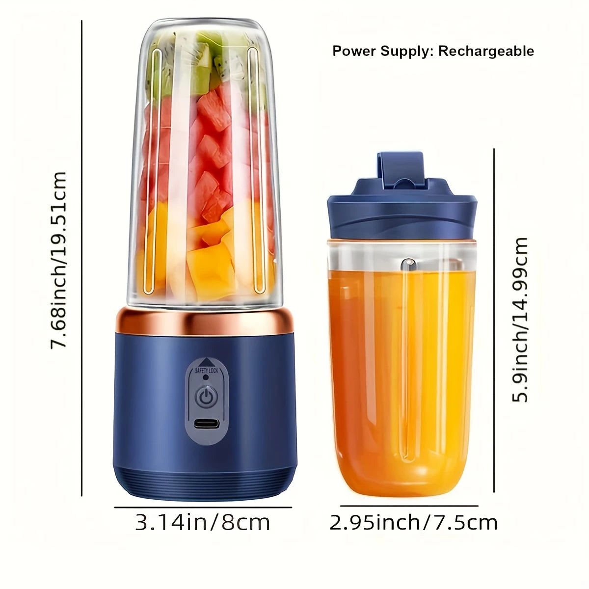 New Multifunctional Portable Juicer | 2-in-1 Blender and Juicer | 6 Blades & 2 Cups