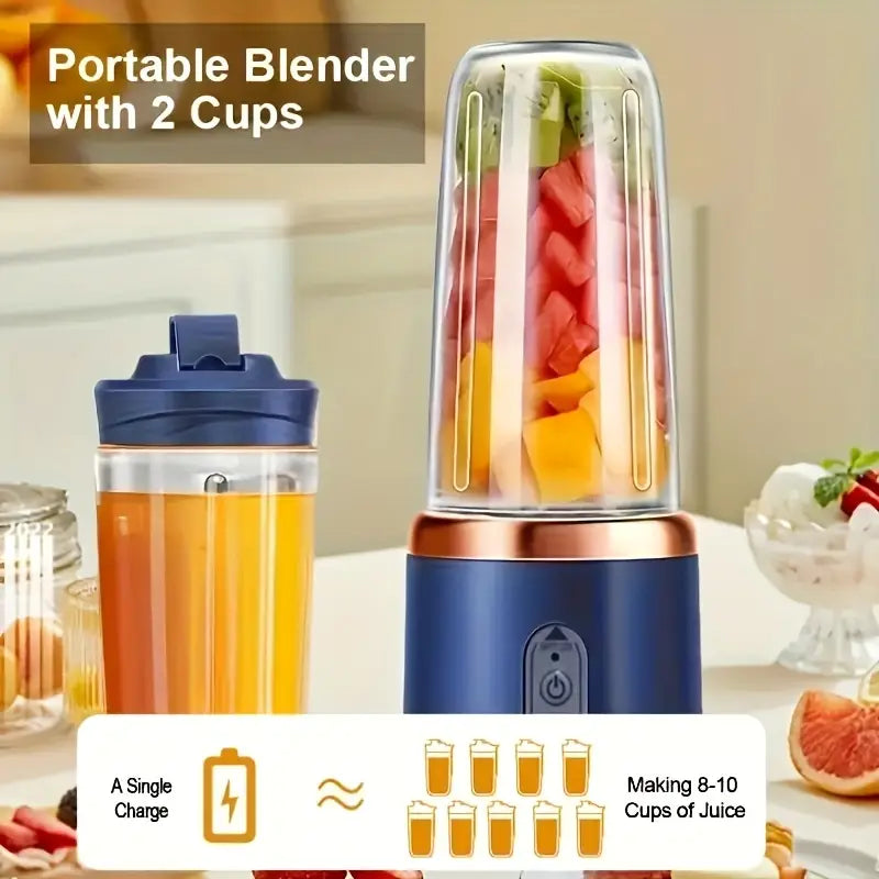 New Multifunctional Portable Juicer | 2-in-1 Blender and Juicer | 6 Blades & 2 Cups