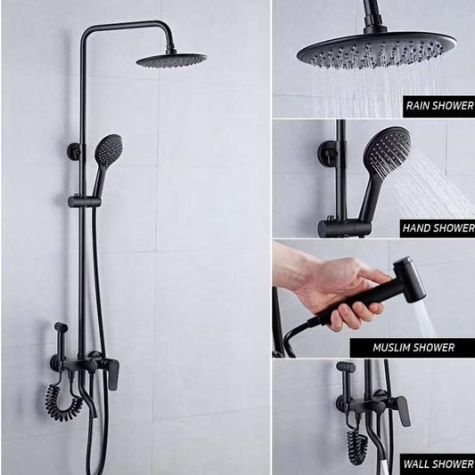 Complete black shower set