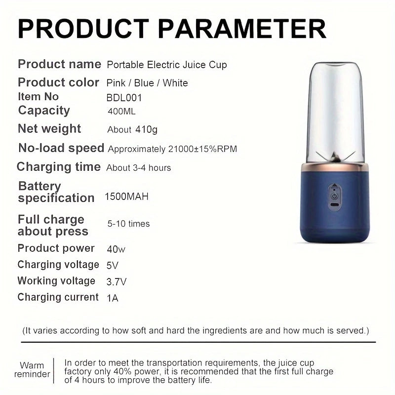 New Multifunctional Portable Juicer | 2-in-1 Blender and Juicer | 6 Blades & 2 Cups